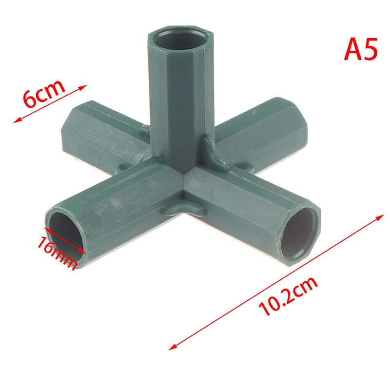 5 Soorten 16Mm Fitting Stabiele Ondersteuning Zware Kas Frame Building Connector Haakse 3 4 5-Way connector Tuin Tool: A5