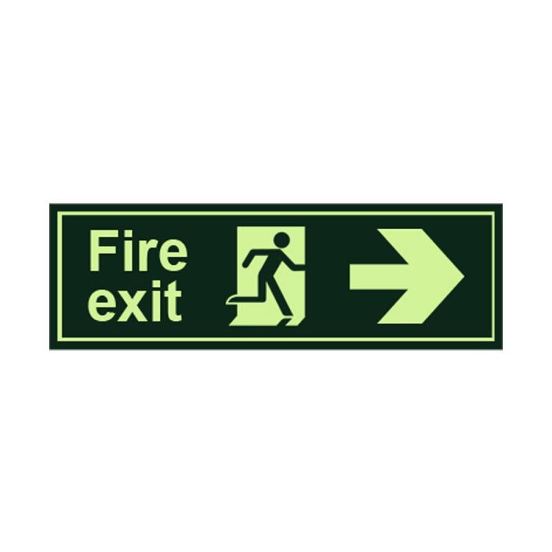 Fire Safety Exit Sign Warning Guidance Signage Luminous Glow In Dark Sticker For Stairway Hallway Hotel Basement Night Vision: 04