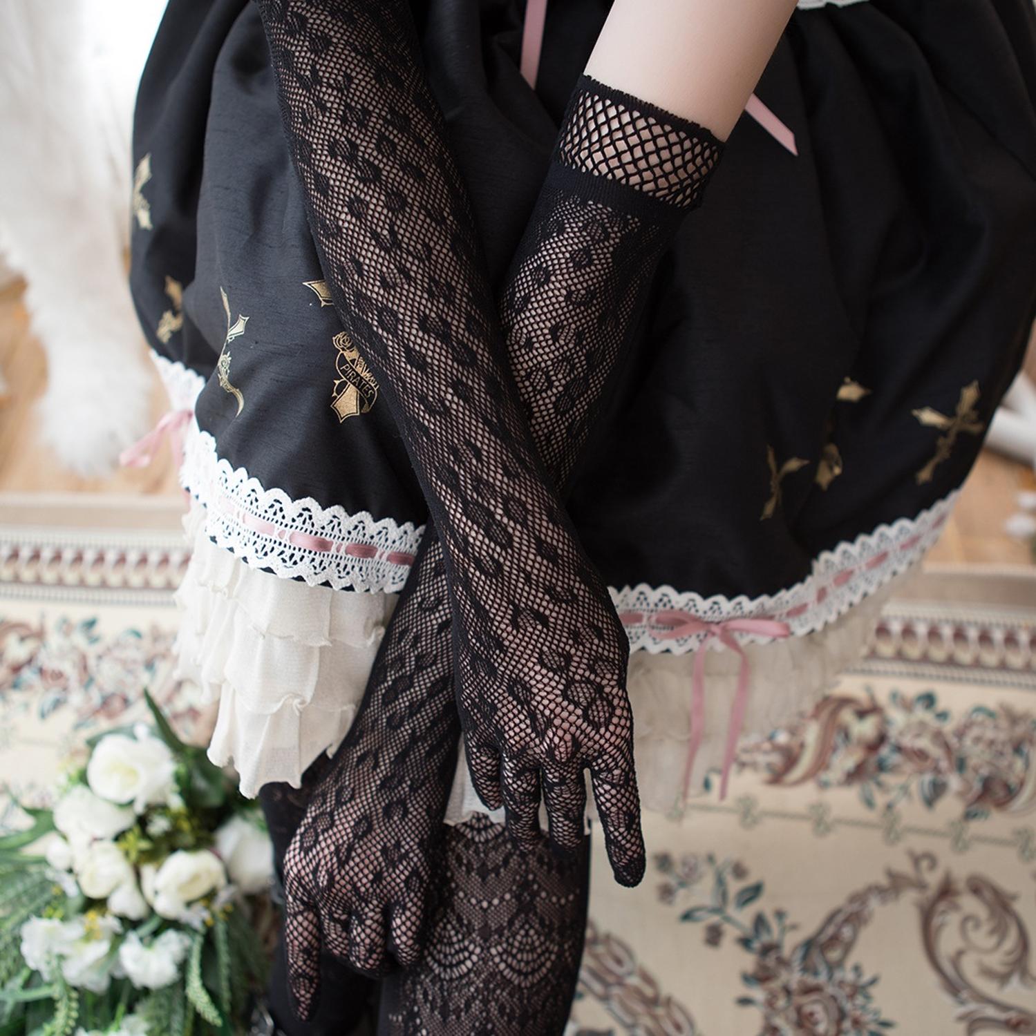 Lolita Dress Sleeve Vintage Gothic Dress Lace Dress Hand Sleeve Gloves Women Sun Proof Mesh Gloves