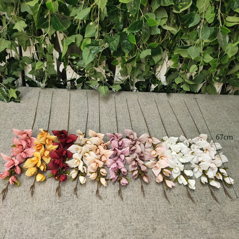 Jarown kunstig blomst gladiolus orkidé blomst silke enkelt blomster gren bryllup boligindretning gør-det-selv blomsterarrangement materialer
