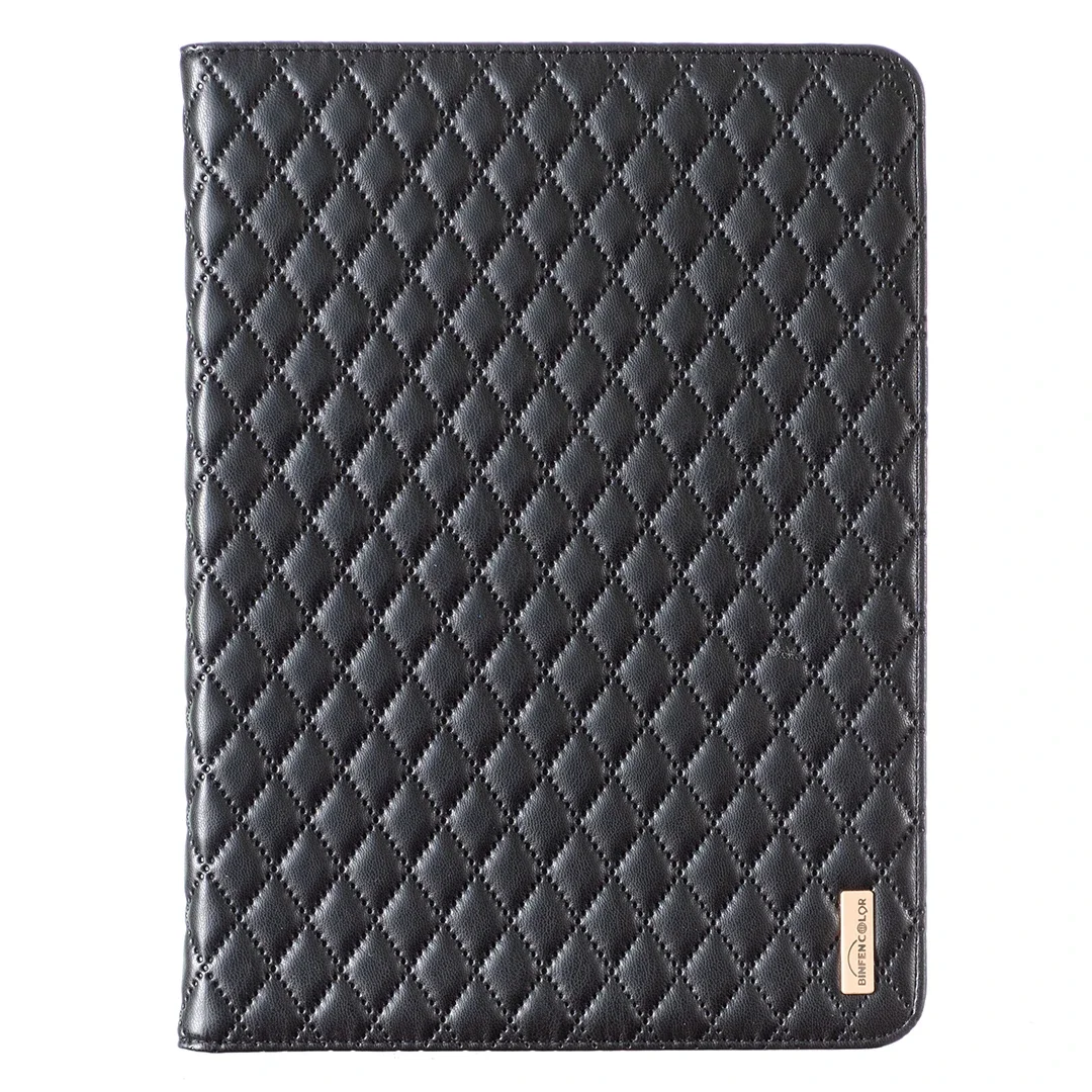 Lederen Portemonnee Case voor Ipad 10.2 9e Gen Air1 2 9.7 Pro 11 Stand Kaarten Solt Mini 3 4 5 6 Gecontroleerde Streep Tablet Cover Funda: NINE / Black