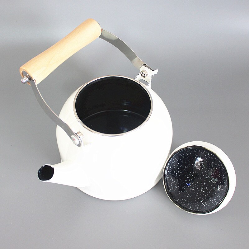 Bouilloire en porcelaine émaillée 1.4L | Japonais, bouilloire rouge fond plat épais, porcelaine émail bouilloire d'eau froide, théière cuisine Camping