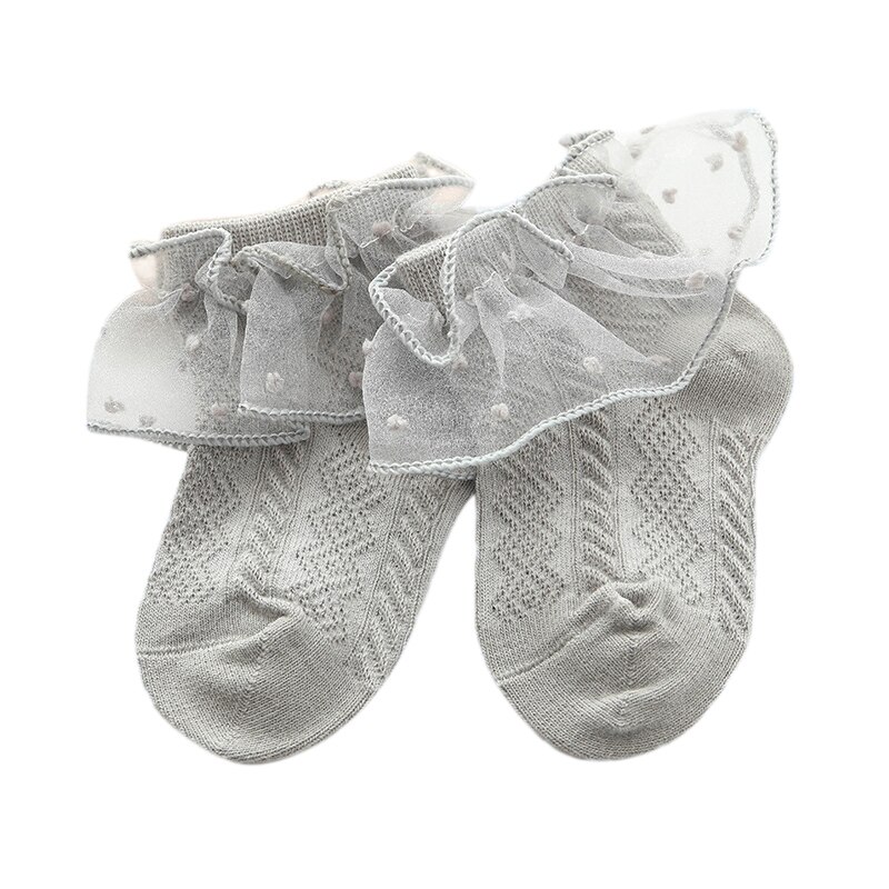 1 Pair Baby Girl Cute Socks Ruffle Lace Cotton Short Socks Infant Children Casual Socks: FC0207H / S