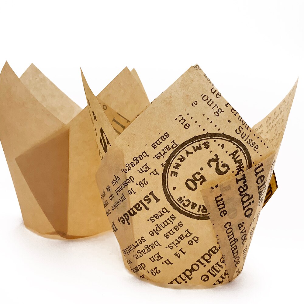 50 Stuks Cupcake Papier Cup Oilproof Cupcake Liner Bakken Cup Lade Case Wedding Party Caissettes Gouden Muffin Wrapper Papier