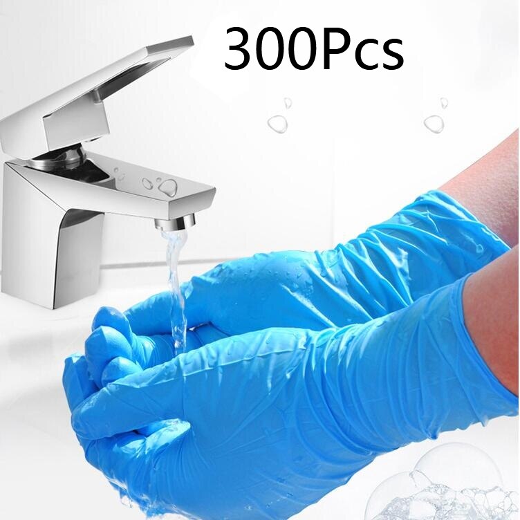 100/200/300Pcs Wegwerp Handschoen Nitril Latex Handschoenen Universal Home Tuin Huishoudelijke Schoonmaak Handschoenen Non-slip Blauw Handschoenen
