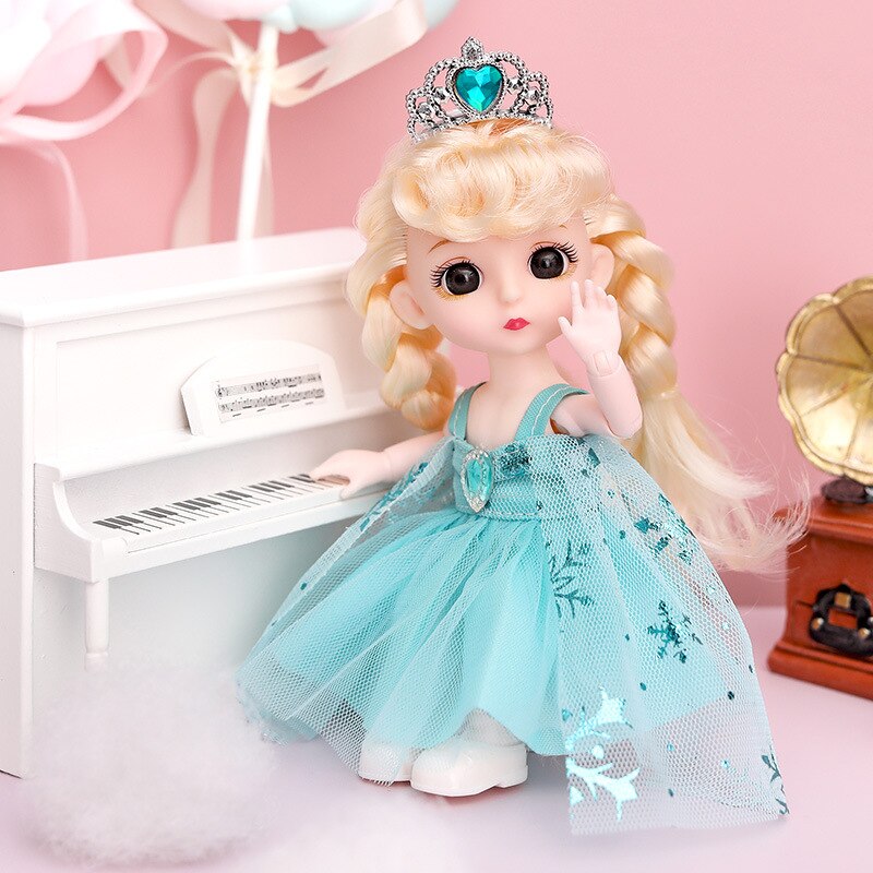 16cm Movable Joints Doll Princess Girl Children Toy Bjd Doll Full Set: 4