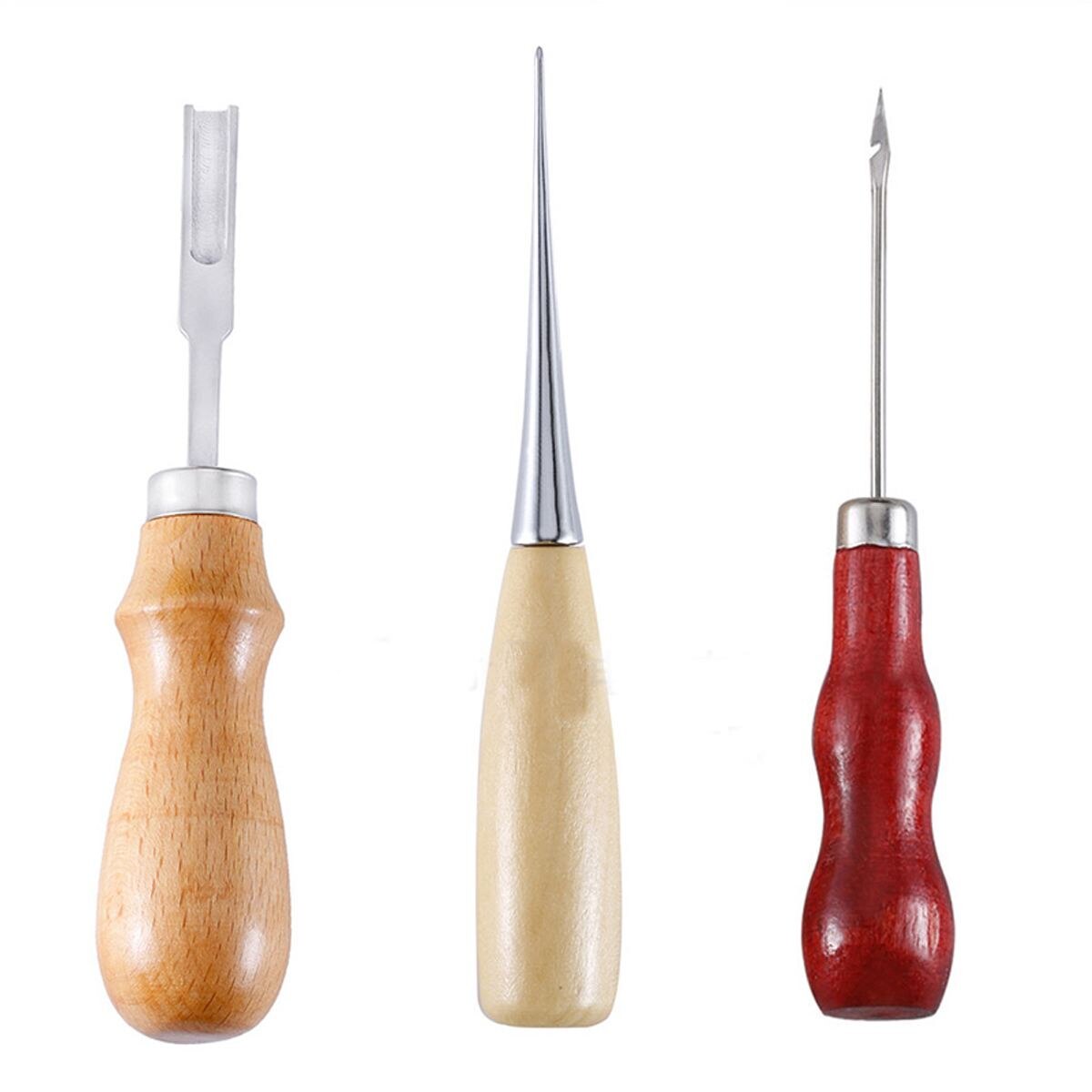 Leather Craft Tools Kit Home Hand Sewing Stitching Punch Carving Work Saddle Leathercraft Accessories