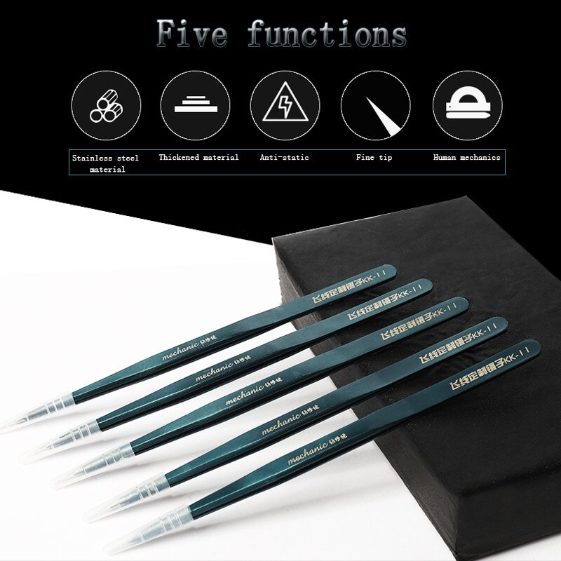 MECHANIC KK-11 Mobile Repair Special Flying Line Tweezers Anti-Static Corrosion Resistance Jump Line Custom Tweezers Hand Tools