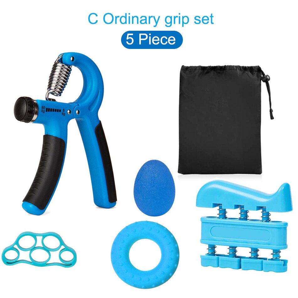 Worthdefence 5-60Kg Adjustable Hand Grip Men Countable Finger Strengther Heavy Exerciser Home Fitness Muscle Recovery Gripper: Normal  Set Blue