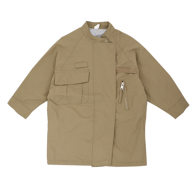 Children's Unisex Autumn Trench Kids Clothing Girls Long Trench Boys Full Solid Trench Kids Cotton Outerwear and Coats