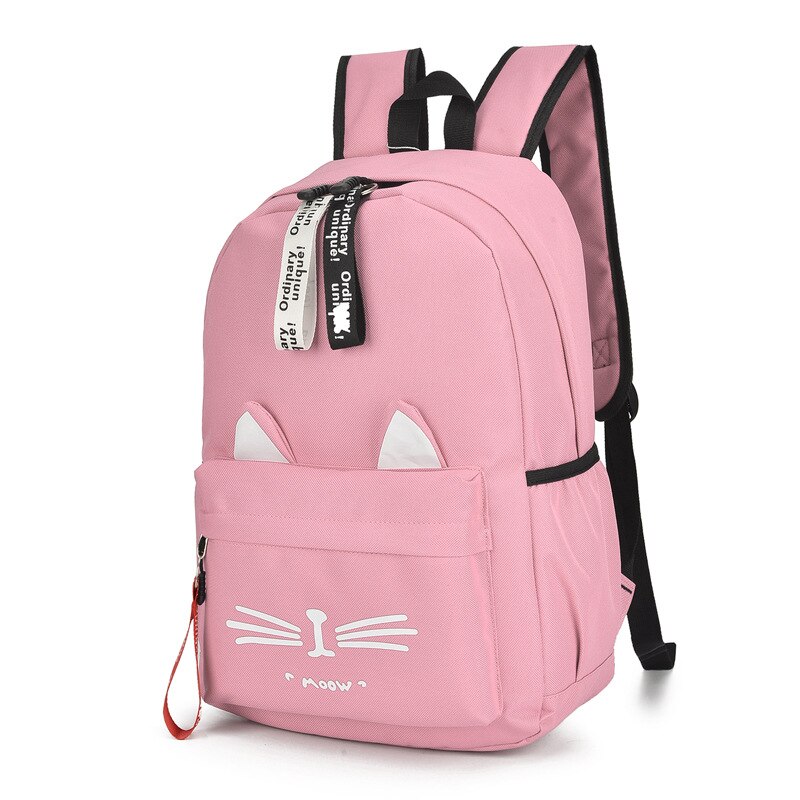 Cute Cartoon Cat Ears Backpack Girl Schoolbag for Teenage Women Back Pack Nylon School Backpack Famale Teen Bagpack: Pink