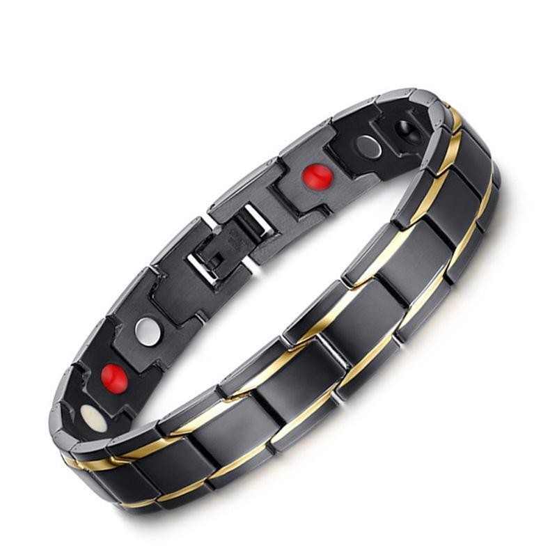 Pulsera de terapia de fuerza para hombre, y moderna, ajustable, salud, sueño, mejor energía, pulseras biomagnéticas, brazaletes para masculino: Estampado en caliente