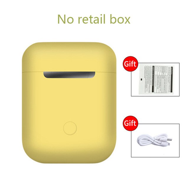 Original i12 TWS Bluetooth 5.0 Sport Earphone touch pop-up window HD Mic for iPhone Xiaomi Huawei Samsung Phone pk i9s i11 Tws: i12  yellow