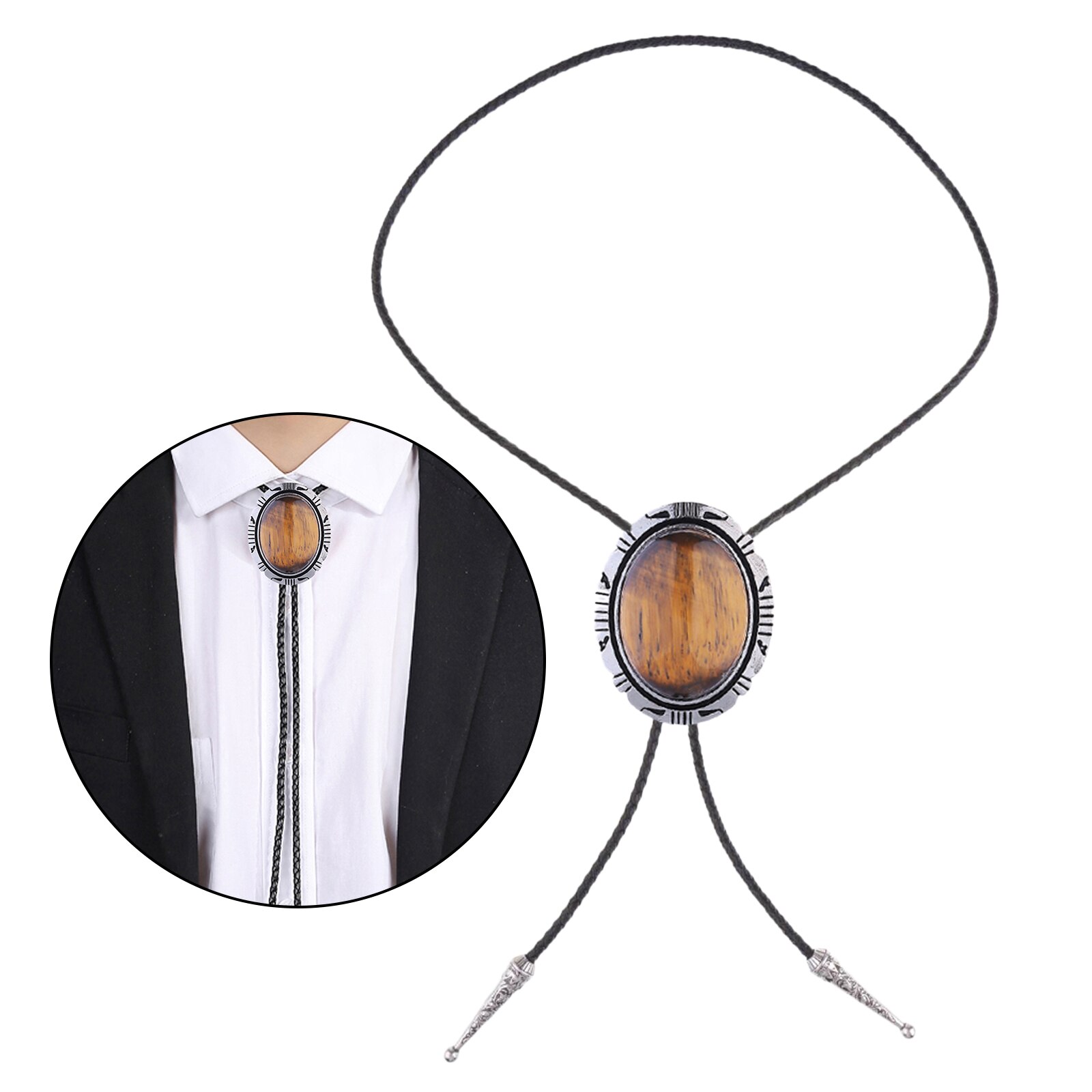 Antieke Westerse Cowboy Rodeo Bolo Tie Amerikaanse Mens Stropdas: Brown