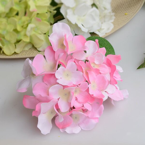 Flores artificiais da seda da flor do buquê da hortênsia com haste livre para o presente da decoração do casamento da casa jan88: Pink
