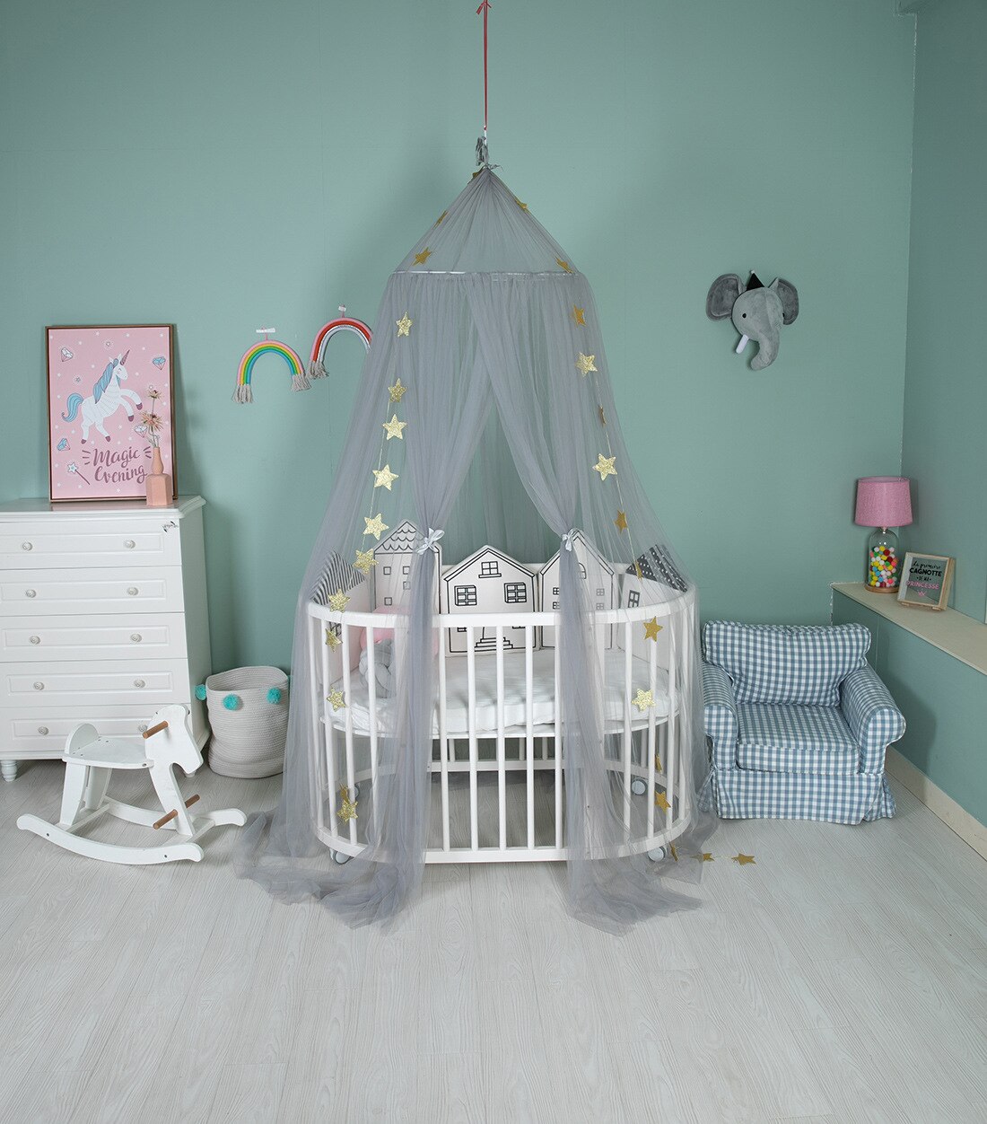 Kinderen Klamboe Kamer Plafond Dome Mesh Solid Multicolor Ins Stijl Prachtige Droom Crown Tent Bed Tent Enkele Deur