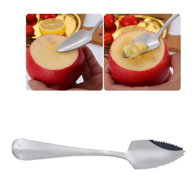 Stainless Steel Grapefruit Scraper Spoon Serrated Sawtooth Edge Long Handle Multi-functional Baby Food Prepare Tool