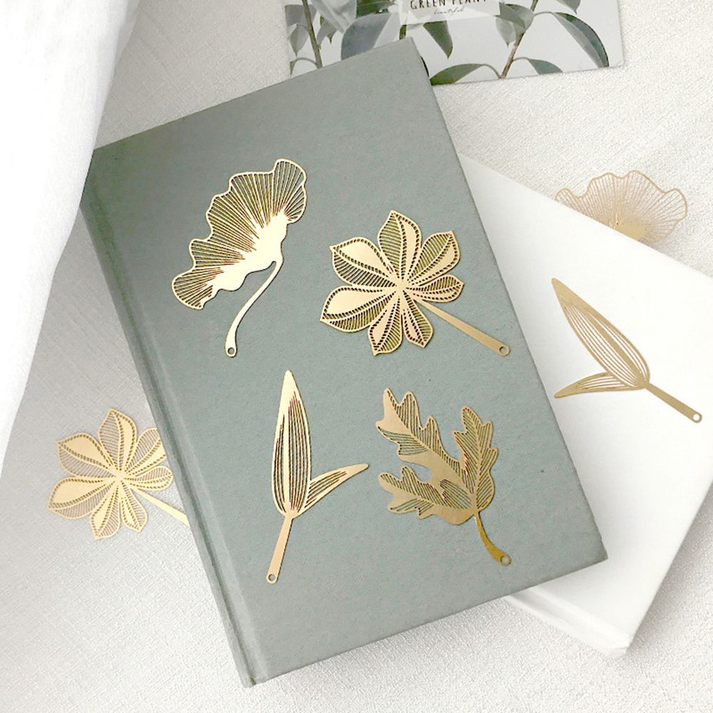 Metal Leaf Bookmark Hollowed Out Brass Leaf Vein Cultural Student Supplies Office School Stationery Accessories
