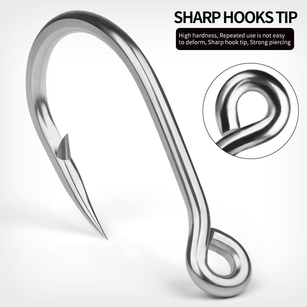 PROBEROS 10pcs/lot Fishing Hooks Saltwater High Carbon Steel Fishing Hook Set 1/0#-13/0# Large Eye Jig Hook Carp Bass Fishhook