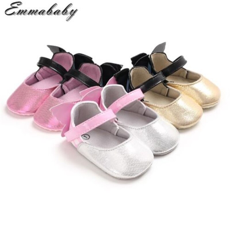 ¡Novedad! Rosa metalizados de zapatos de bebé niña en papel de aluminio, zapatos de mariposa para bebé