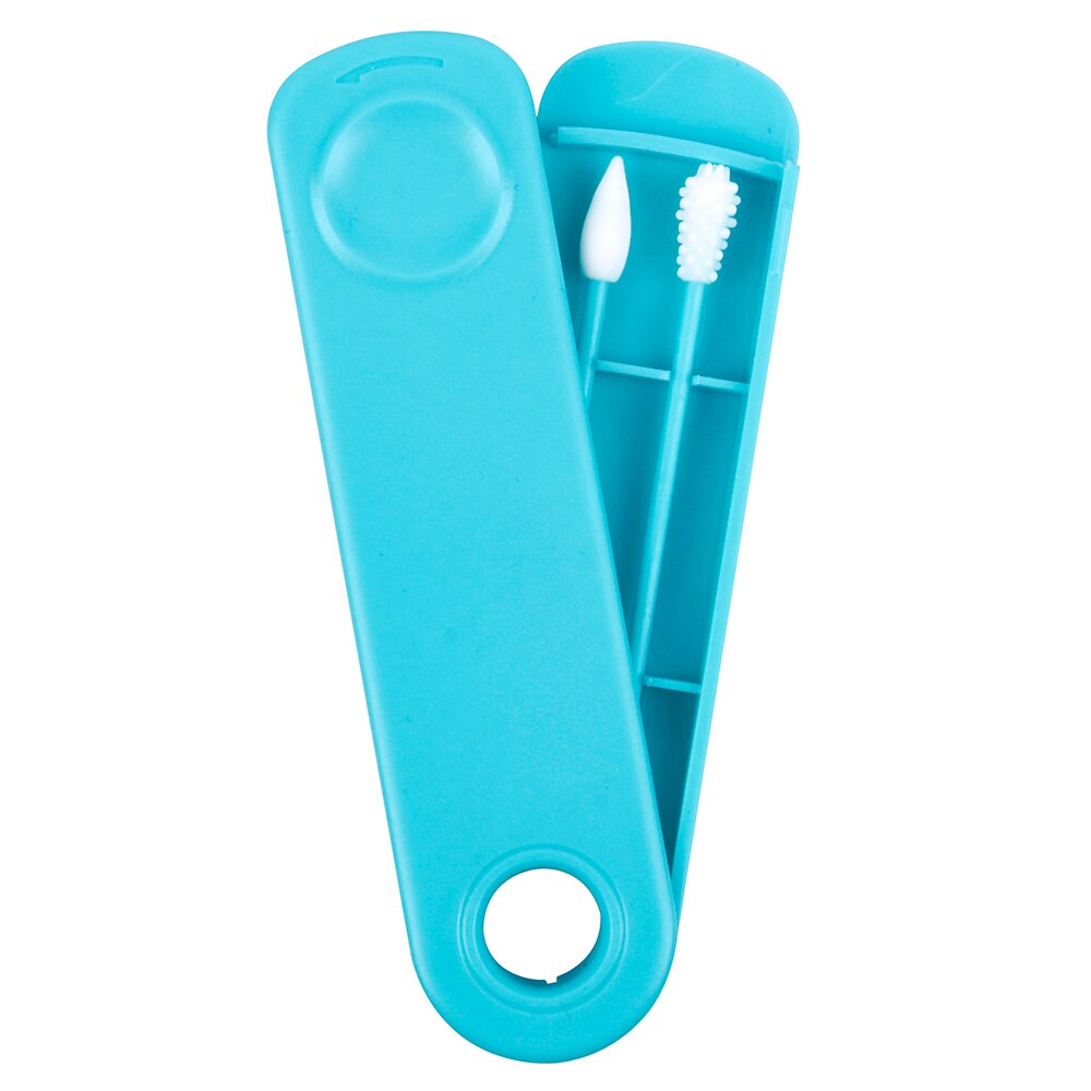 Cotonete de algodão reusável cotonetes de silicone cosméticos cotonetes varas de reciclagem de duas cabeças para limpeza de maquiagem 2 pçs/caixa: Light Blue
