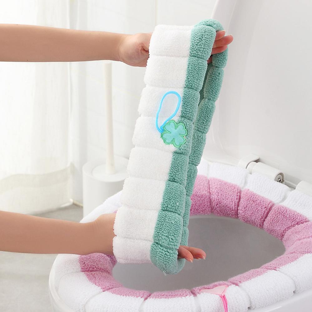 Juego de fundas de asiento de inodoro Universal, cálido, suave y lavable, tapete para decoración del hogar, funda de asiento, accesorios para tapa de inodoro