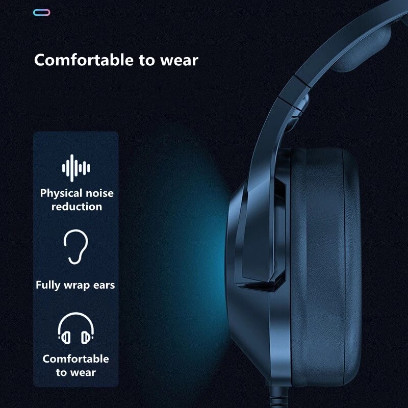 Noble black Gaming Headset For PC Laptop HiFi Headphone USB Wired Earphone LED Stereo With Mic Headst Gamer Cat Ear Headphones