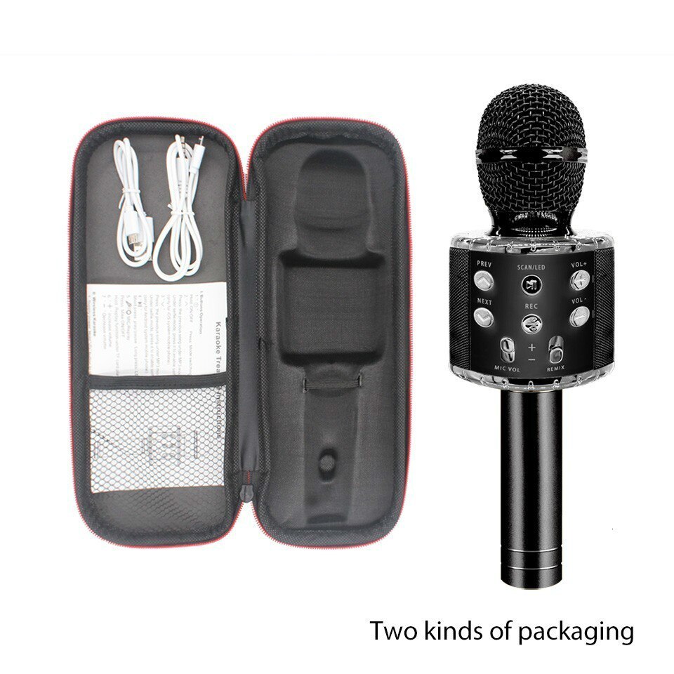 Ws858 L Wireless Karaoke Microphone Bluetooth Speaker Led Light Handheld Sing & Recording Portable KTV For IOS/Android Phone