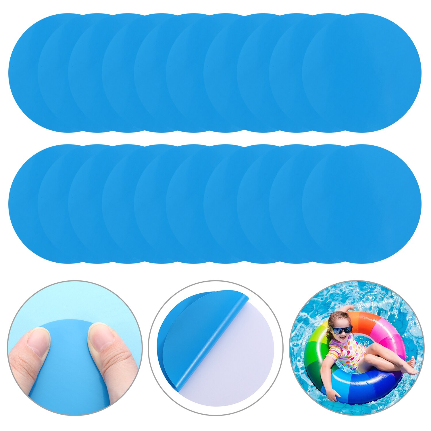 20 PCs Waterproof Vinyl Repair Patch Round Self-Adhesive PVC Repair Patches Pool Liner Patch for Lifebuoy Boats Raft Kayak Canoe: Default Title