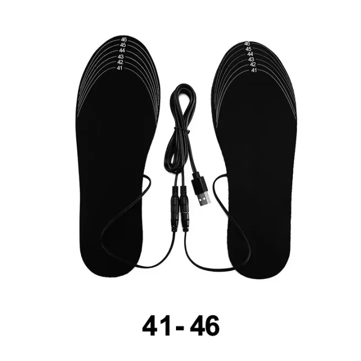 USB Oplaadbare Verwarmde Inlegzolen Maat 35-46 DIY Aanpasbare Elektrisch Verwarmde Schoenen Pad voor Outdoor Skiën Winter Voetwarmers: Black