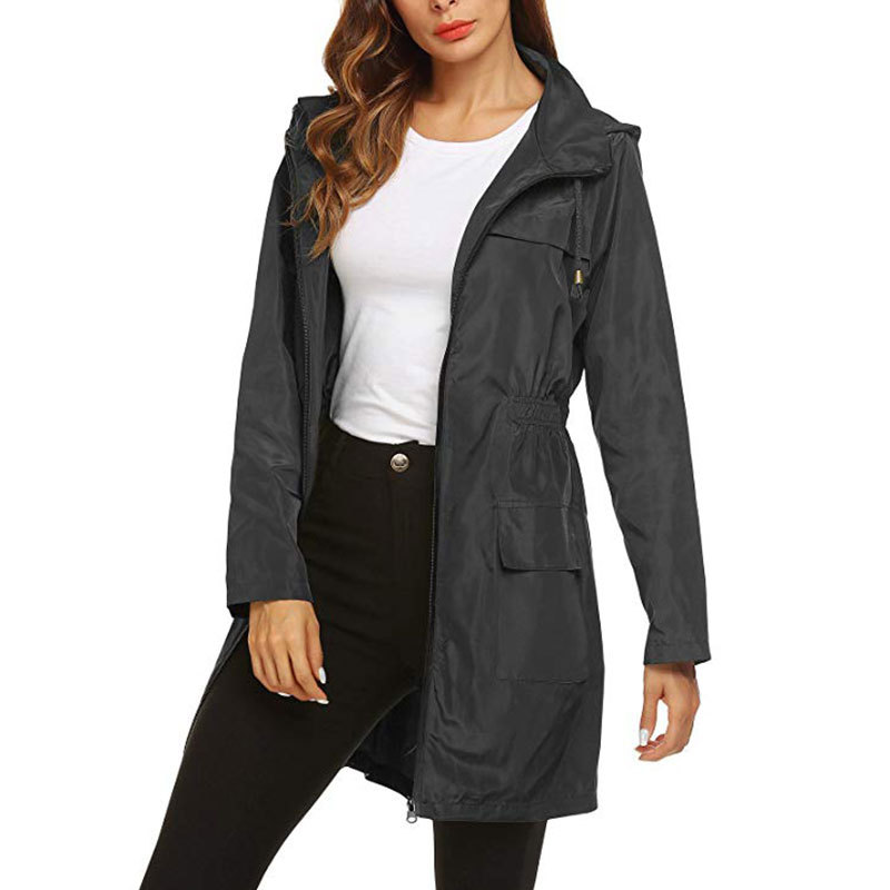Trench manteau à capuche pour femmes femmes imperméable à l'eau léger imperméable dames coupe-vent en plein air mince alpinisme Sport Outwear automne