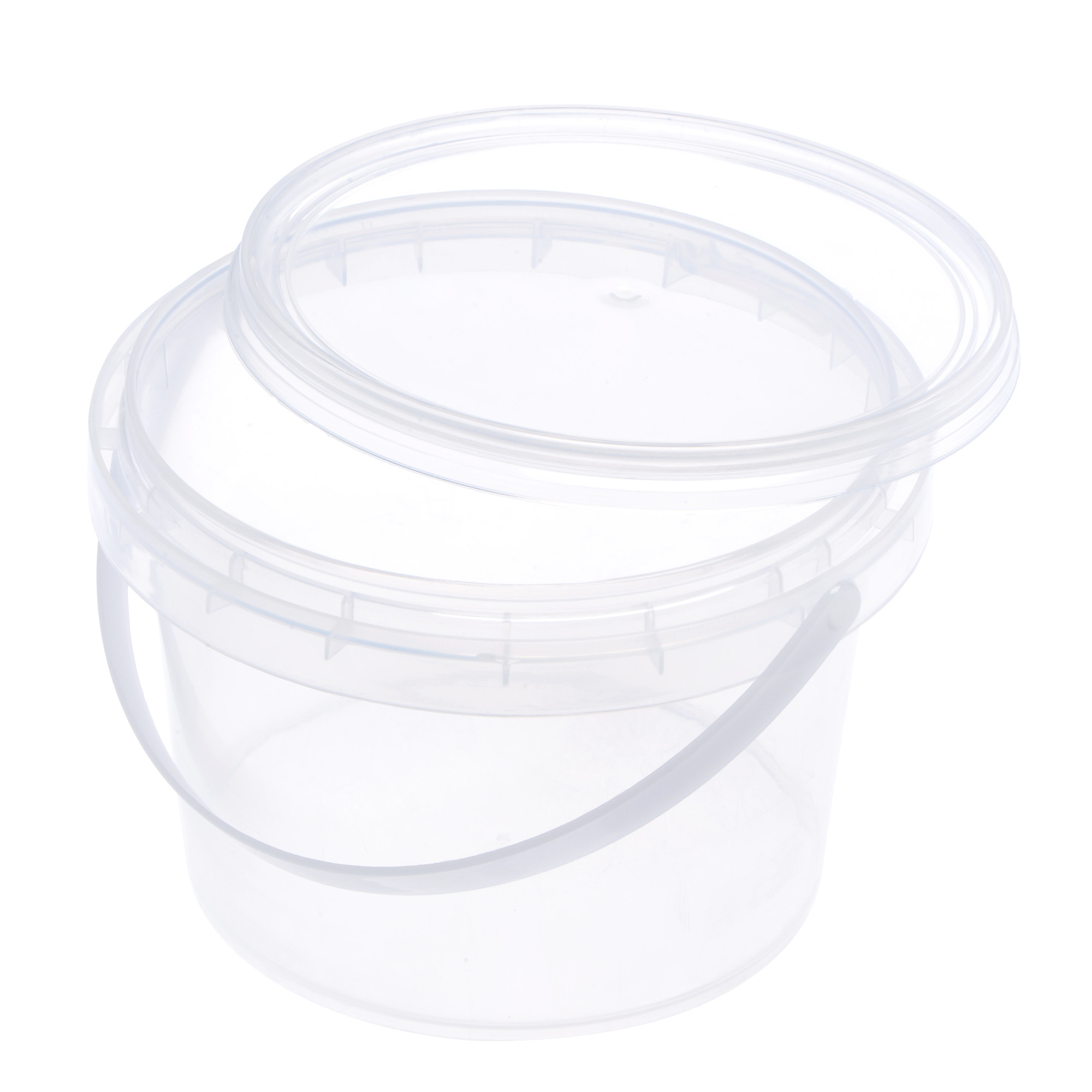 Uxcell-cubo de plástico para pintura, recipiente multiusos de 0,13 galones/500ml, taza de Pintura transparente con mango y tapa