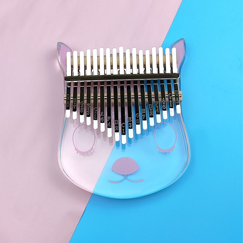 Clear Kalimba Thumb Piano Cat Shaped 17 Key Solid Finger Piano Transparent Body Cute Crystal Acrylic Kalimba With Beginners: Pink Rabbit