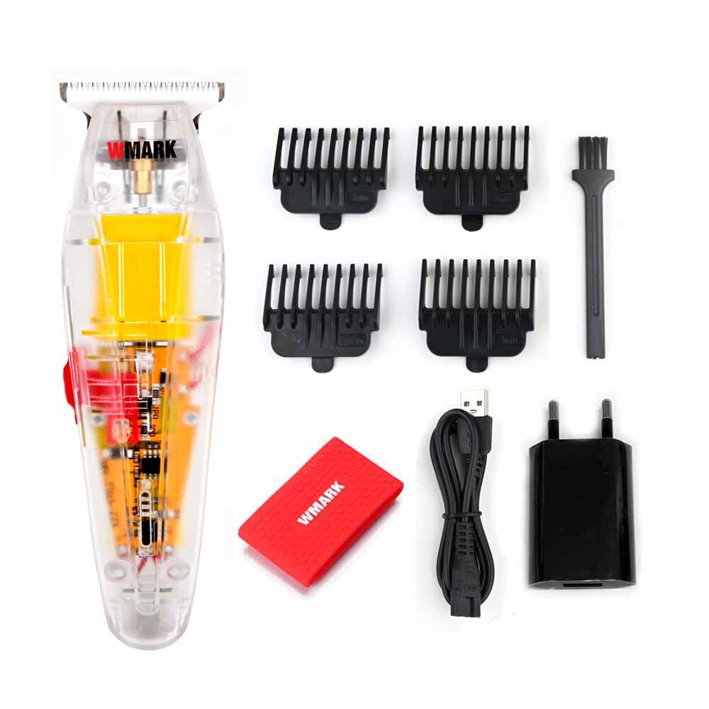WMARK NG-108 Fully Transparent Body Strong Power Rechargeable Hair Clipper Hair Salon Clipper: white