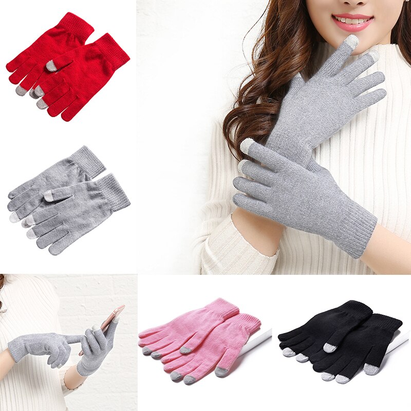 1 Paar Vrouw Man Winter Thermische Touchscreen Volwassen Warme Handschoenen Multi-color Sterke Gevoeligheid Gebreide Handschoenen