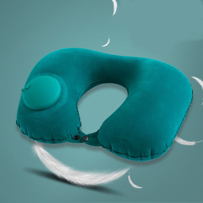 U-Shape Travel Pillow For Airplane Inflatable Neck Pillow Travel Accessories Comfortable Sleep Pillows: 02Green