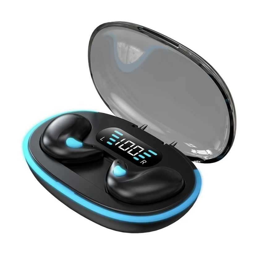 Auriculares inalámbricos X55 para dormir, miniaudífonos TWS con Bluetooth, estéreo, ocultos, micrófono, llamada HD, impermeables: Negro