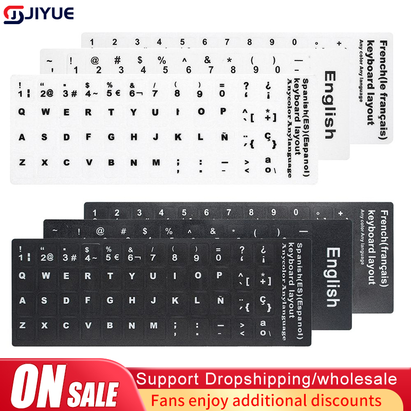 Mehrsprachige Tastaturaufkleber, Spanisch/Englisch/Russisch/Deutsch/Arabisch/Italienisch/Japanisch, Buchstabe, Ersatz für Laptop-PC