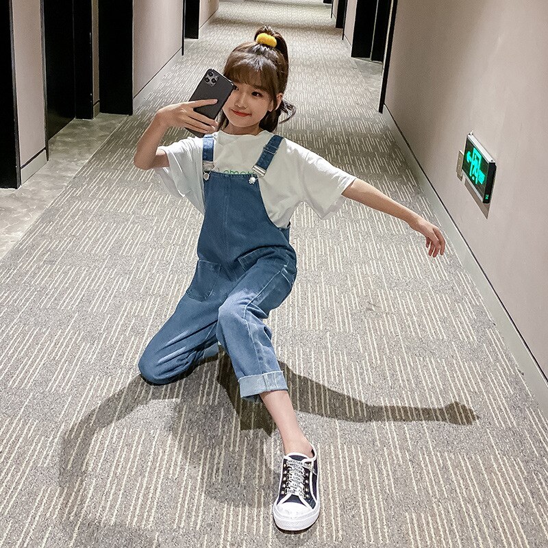 YourSeason 2020 Primavera Estate Brevi Bambini Tute e Salopette Denim Pantaloni Del Bambino di Modo Delle Ragazze Tute e Tute da Palestra Allentato del Cotone Delle Ragazze Pantaloni Della Bretella