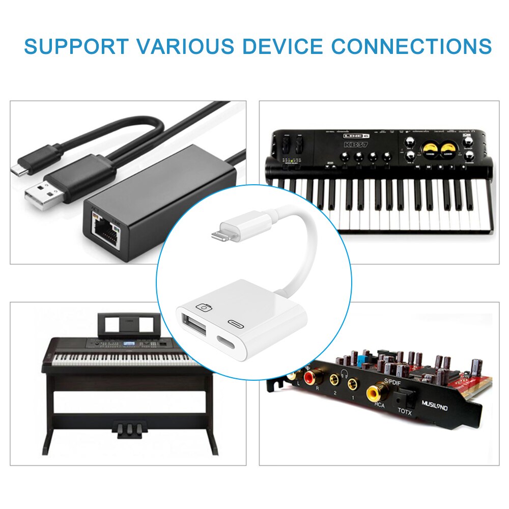 2 In 1 Otg Adapter Voor Lightning Naar Usb 3 Camera Adapter Otg Kabel Data Converter Voor Iphone Ipad Ipod toetsenbord Ios 13 Connector