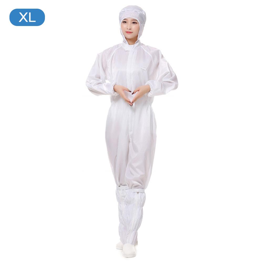 Hooded Coverall Anti-static Dustproof Work Suit Chemical Protective Clothing Isolation Oil-Resistant Unisex Protective Overall: White / S