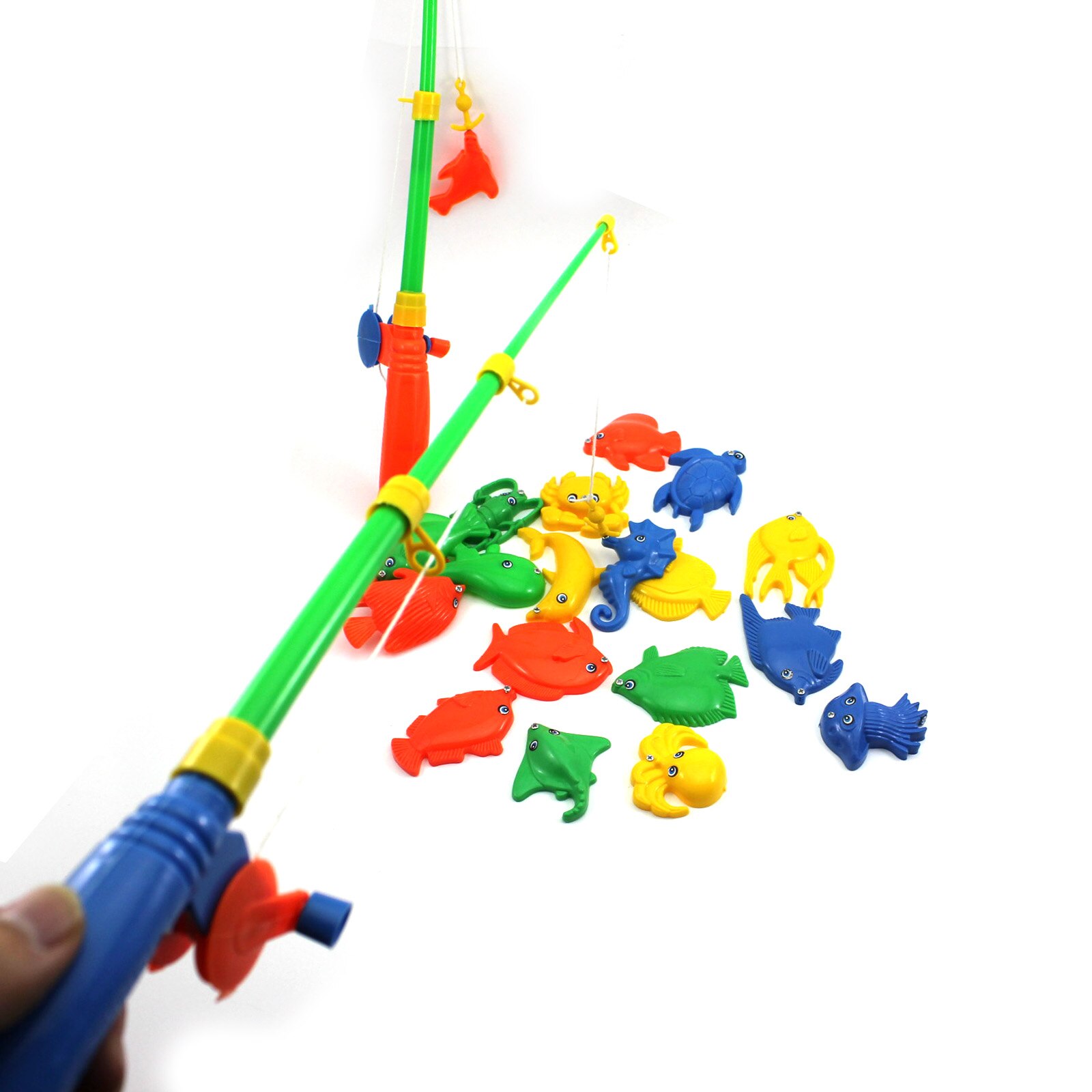 Vissen Speelgoed Leuke Magnetische Vis Fun Baby Kid Twee Staven + Diverse Model Plastic Hengel Lengte 43 cm.