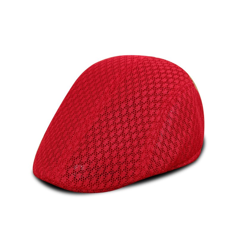 Summer Mesh Beret Cap Men Women Newsboy Hat Visors Sun Hat Outdoor Mens Flat Caps Berets Casquette Boina Caps: Red