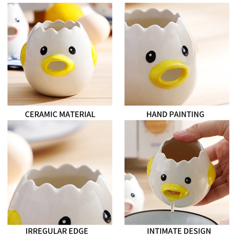 Kawaii Chick Egg Separator Egg Divider Egg Yolk Separator Cute Egg Liquid Filter Kitchen Supply Baking Utensils Ceramic