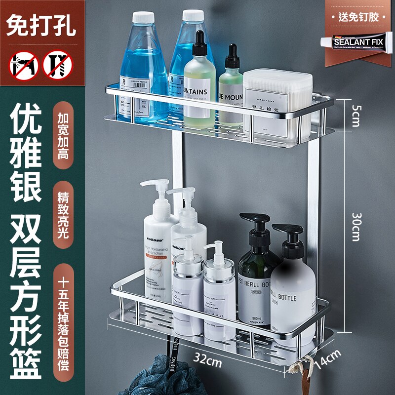 Ruimte Aluminium Punch-Gratis Badkamer Plank Badkamer Hoek Hoek Rek Muur Opknoping Nail-Gratis Driehoek Mand: Thick double layer