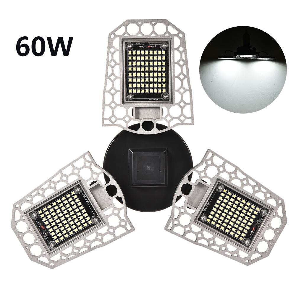 Super Bright Aluminum LED Garage Lights E27 60W 80W 100W IP65 Deformable LED Garage Ceiling Light for Parking Workshop Warehouse: 60W White