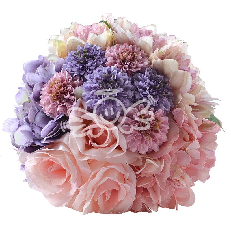 Kunstmatige Pioen Roze Roos Bloem Boeket voor Bruid Bruidsmeisje Handgemaakte Bruiloft Boeket Zijde Bruidsboeket Holding Bloem PH015: Default Title