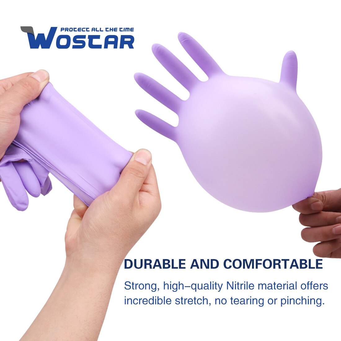 Disposable Gloves Nitrile Purple 100pcs Latex-free Powder-free Kitchen Gloves Cleaning Nitrile Gloves Waterproof Work Gloves