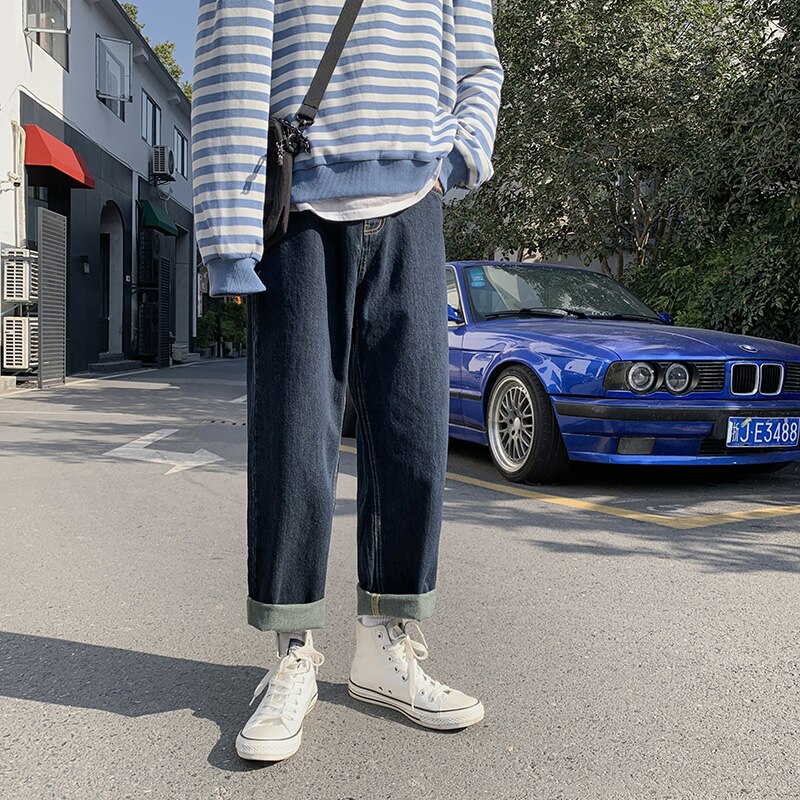 Jeans men Spring Wide Leg Jeans Male Loose Straight Denim Pants Harajuku Vintage Blue Jean Trouser Streetwear Clothes