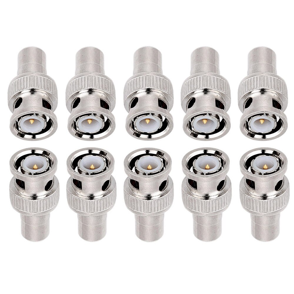 AHWVSE 10x BNC Male to RCA Female Coax Cable Connector Adapter Coupler for CCTV Camera